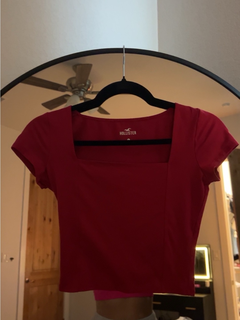 Hollister Women's Square Neck Crop Top - Burgundy